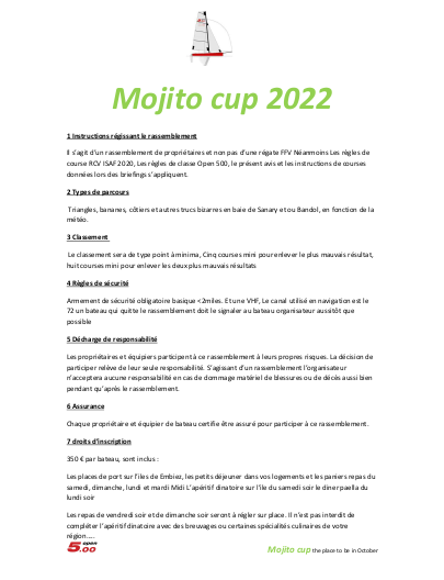 Programme Mojito 2022